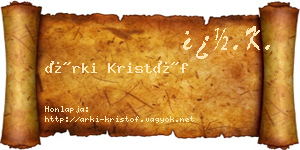 Árki Kristóf névjegykártya