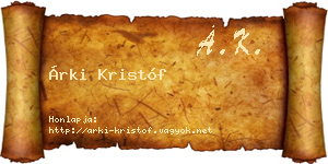 Árki Kristóf névjegykártya