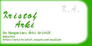 kristof arki business card